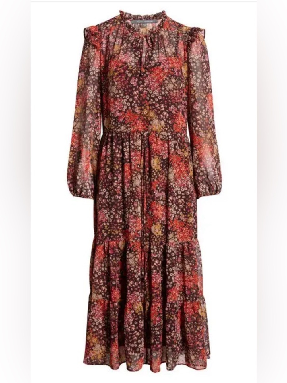 julia jordan Burgundy Floral Tiered Maxi Dress